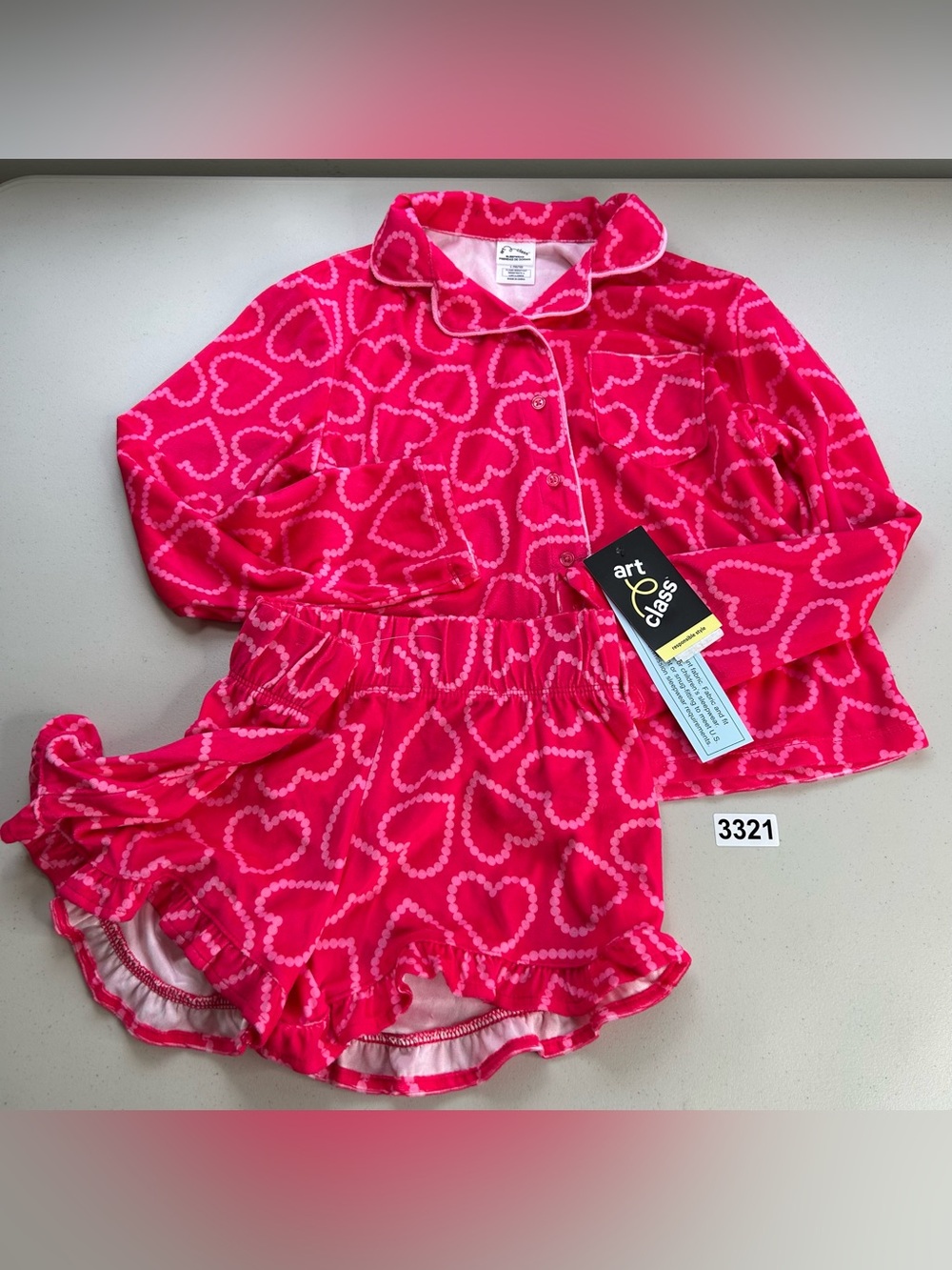 Art Class Girls Pajama Set Pink Large Long Sleeves Top